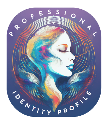 Personal Identity Profile badge with a woman's profile silhouette